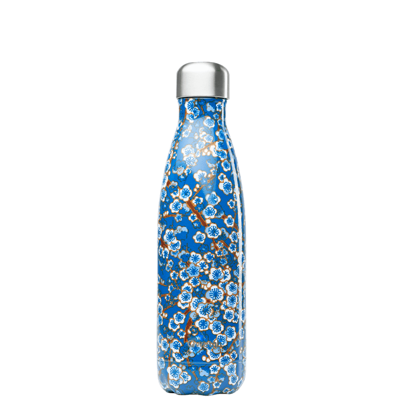 Bouteille iso inox flowers bleue