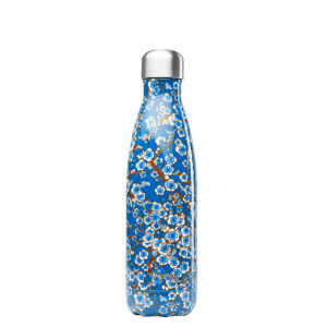 Bouteille iso inox flowers bleue